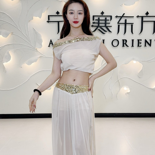 佐寒梦璐肚皮舞服装新款套装练功服初学者亮丝网绑带演出服显瘦