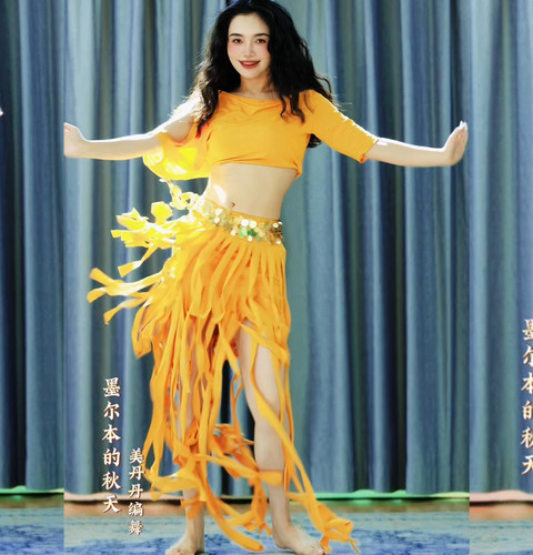 佐寒梦璐肚皮舞新款高级演出套装显瘦表演服性感气质班服流苏大码