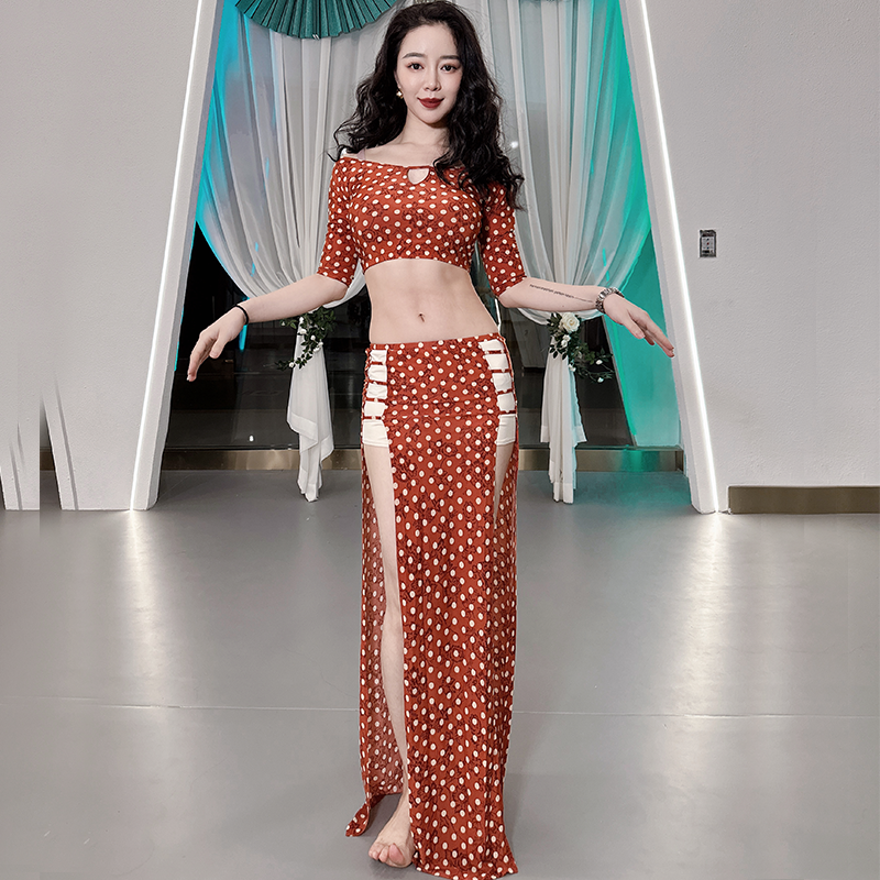 性感初学系脖肩带波点练功服