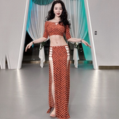 佐寒梦璐秋冬新款 性感初学系脖肩带波点练功服 肚皮舞服宁佐寒同款