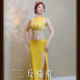 显瘦表演服性感气质班服大码 佐寒梦璐肚皮舞新款 高级黄色演出套装