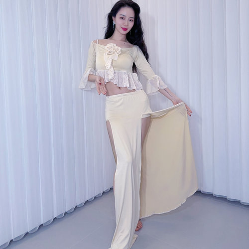 佐寒梦璐肚皮舞服2024夏季新款性感舞娘蕾丝仙女练功服舞服显瘦