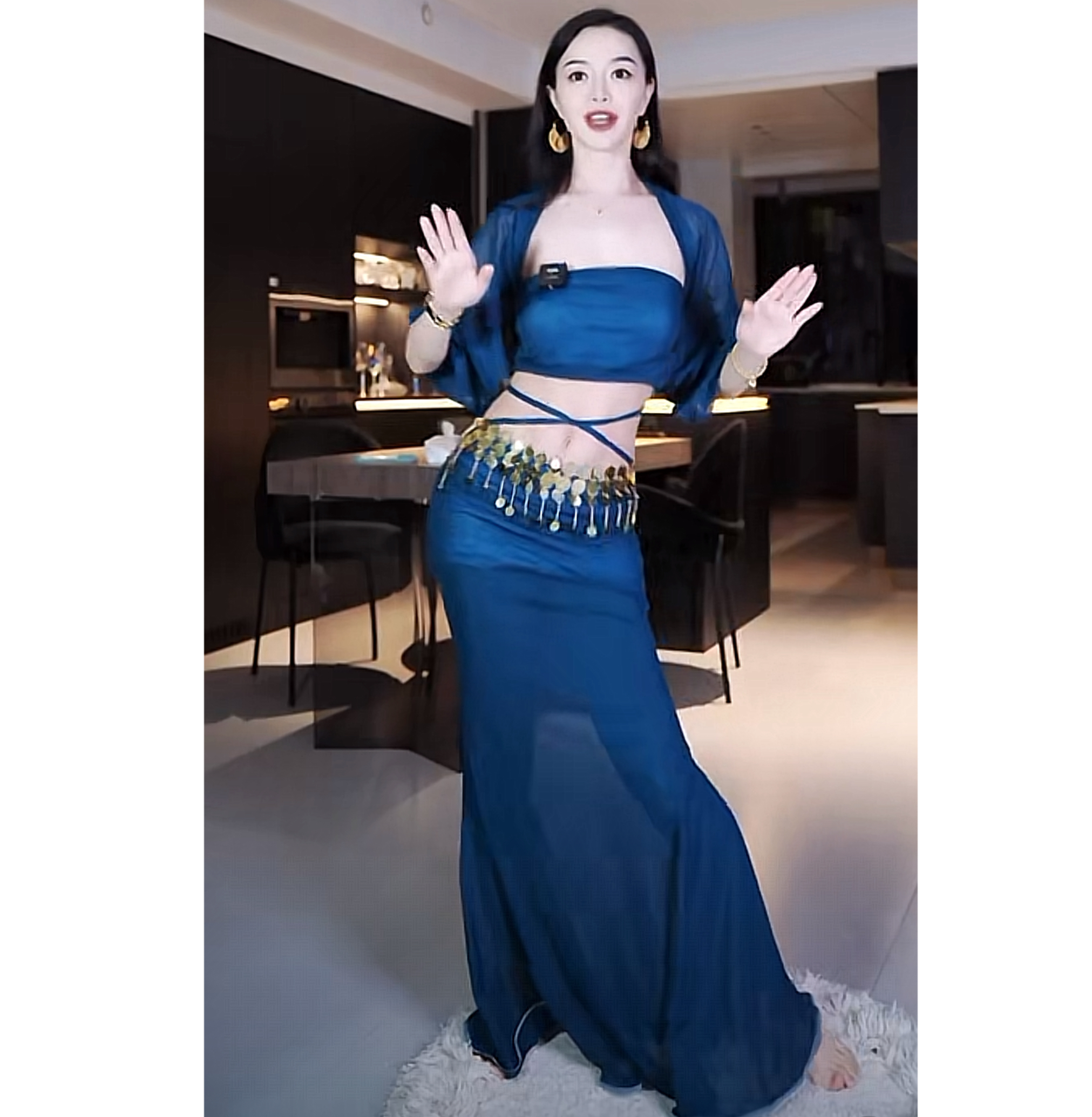 佐寒梦璐肚皮舞新款高级演出套装显瘦表演服性感气质班服鱼尾裙