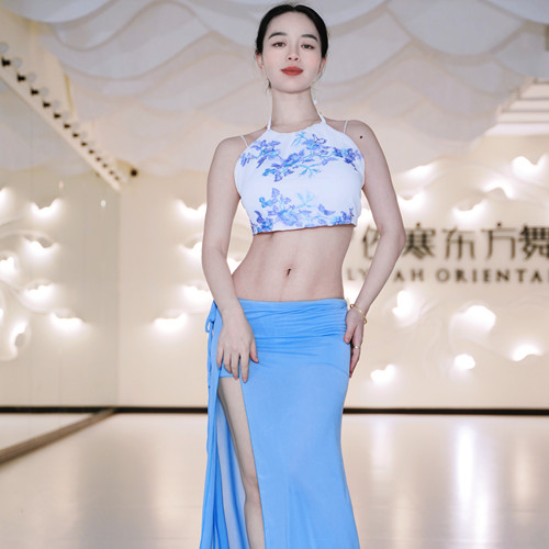 佐寒梦璐肚皮舞新款高级演出套装显瘦表演服性感气质班服长裙刺绣