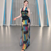 佐寒梦璐肚皮舞演出服表演秋冬新款 连衣裙2023练功东方舞宫廷袍子