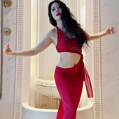 佐寒梦璐肚皮舞新款 显瘦表演服性感气质班服长裙 高级演出套装