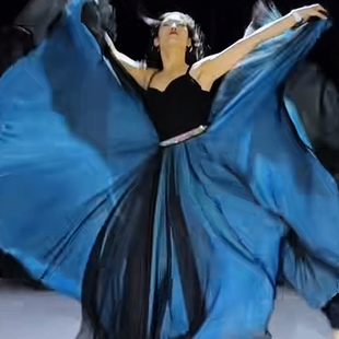 佐寒梦璐仙气飘飘纯色双层雪纺长裙 20米大摆跳舞半身长裙 1300度