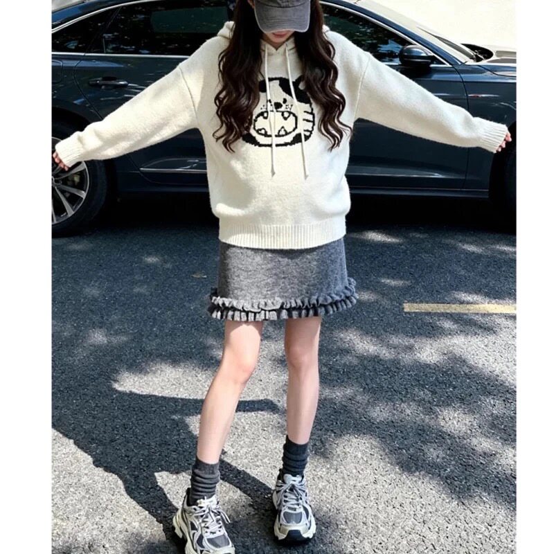 孕妇半身裙秋冬季时尚木耳边短裙外穿洋气针织裙春秋包臀裙A字裙
