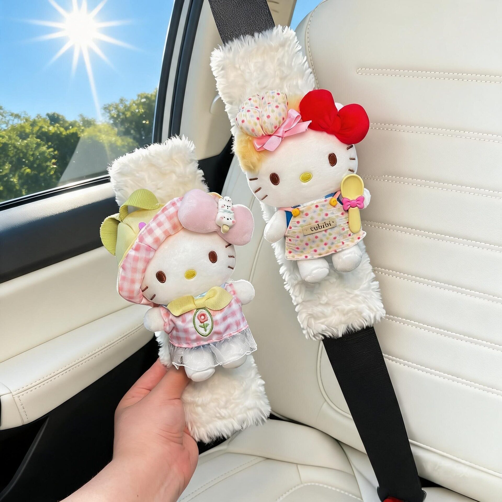 可爱KITTY汽车安全带护肩套车载内保险带装饰防磨衣服情侣一对女