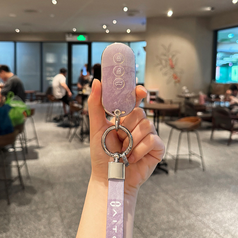 适用华为aito问界卡片TPU全包钥匙套大理石纹M5EV/M7保护壳包扣