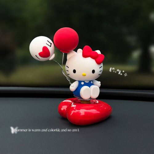 可爱Kitty创意车载旋转摆件车内装饰公仔中控台装饰品女生治愈系