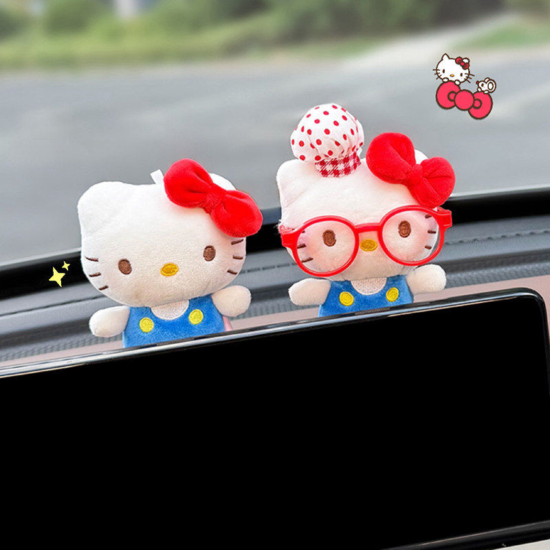 可爱Hellokitty车载摆件汽车中控屏趴趴玩偶显示屏幕装饰品公仔女