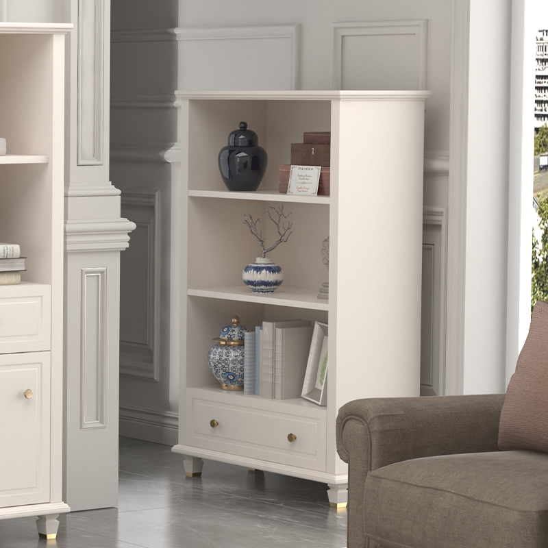美式奶油风书柜无门书架