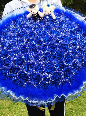 99朵仿真玫瑰花束 手工花束成品创意七夕表白生日情人节礼品