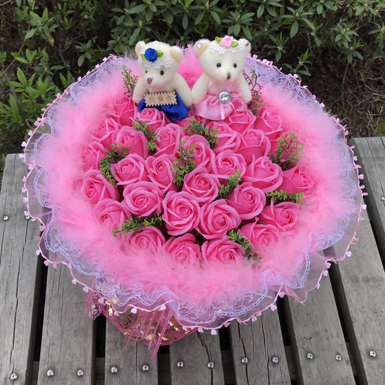 新款99朵仿真玫瑰花束成品香皂玫瑰花束生日情人节元旦圣诞节礼品