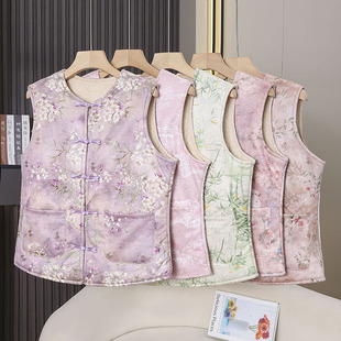 妈妈冬装新款中式国风马甲老年人无袖坎肩老太太婆婆内搭外穿马褂