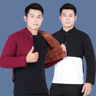 长袖 护肩护腰德绒马甲男中老年人秋冬睡觉防寒小披肩颈椎保暖坎肩