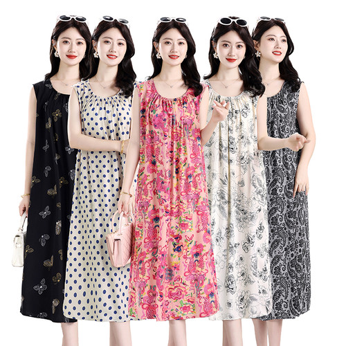 棉绸睡裙女款夏季薄款带口袋
