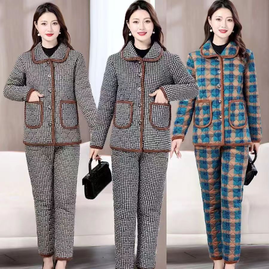 灯芯绒睡衣女冬加厚加绒棉衣棉裤