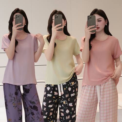 棉绸上衣纯色打底衫家居服