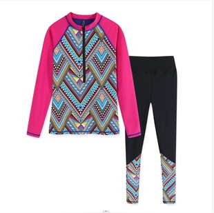 速干冲浪沙滩泳衣套装 欧美潜水服女士成人分体防晒水母衣长袖 长裤