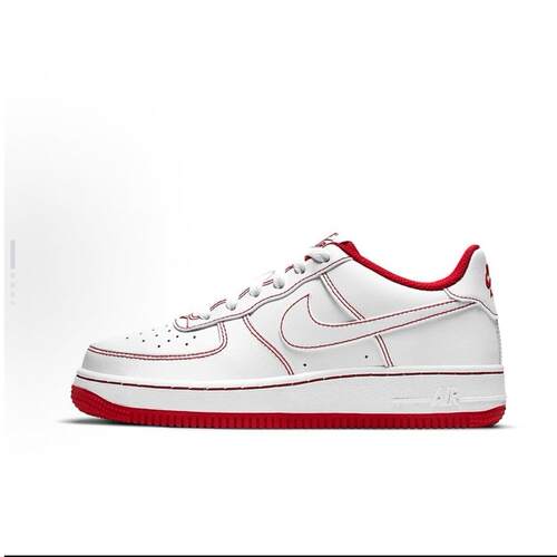 Nike Air Force 1 合成革防滑耐磨 低帮 儿童板鞋 红白CW1575-100