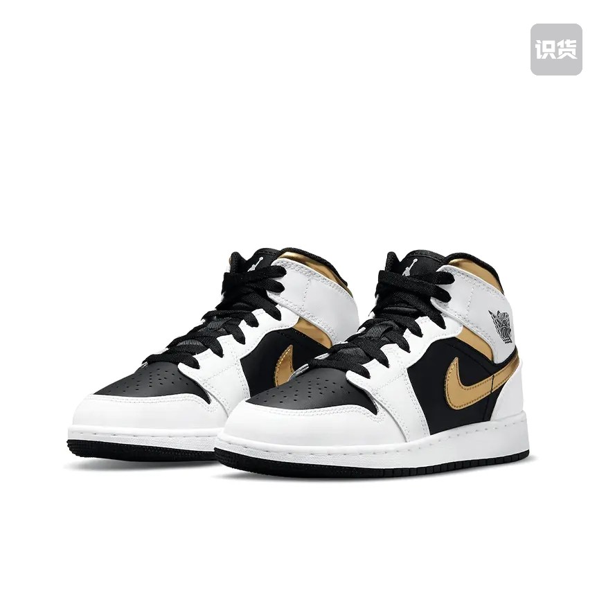 Air Jordan 1 板鞋 运动休闲鞋 中帮/GS/白黑金554725-190济南ls,运动鞋new,运动休闲鞋,淘宝优惠券,粉丝福利购,淘宝优惠卷