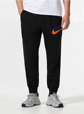Nike针织毛巾绣系带束脚锥形加绒运动长裤 FN309-010黑 山东BB