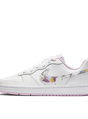 正常发货Nike Court Borough 2 板鞋 GS/低帮/白粉/花卉 山东an