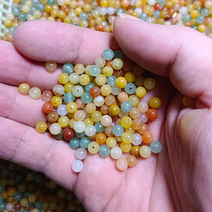 天然金丝玉东陵玉混彩圆珠6mm隔珠散珠子diy手链项链多彩隔珠串珠