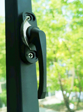 双向可调节月牙锁老式铝合金推拉门窗锁扣绿色窗把手拉手五金配件