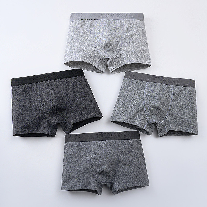 男士纯棉平角内裤青少年10A抗菌透气舒适男童四角裤a类男生短裤衩