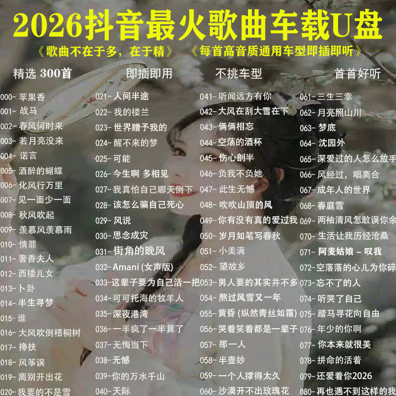 车载U盘歌曲新款2026抖音新歌网红经典音乐dj歌曲优盘无损音质32G