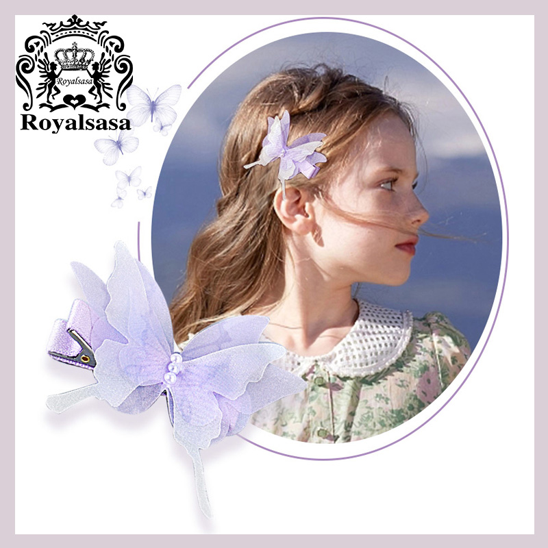 皇家莎莎可爱儿童发饰发夹4件套蝴蝶侧边夹子宝宝刘海夹发卡头饰