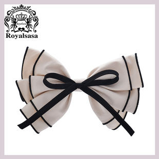皇家莎莎布艺蝴蝶结发夹女飘带弹簧夹顶夹后脑勺气质马尾发饰头饰