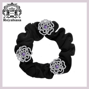 皇家莎莎精致山茶花点缀发圈轻奢高级感小肠圈扎马尾丸子头发饰女