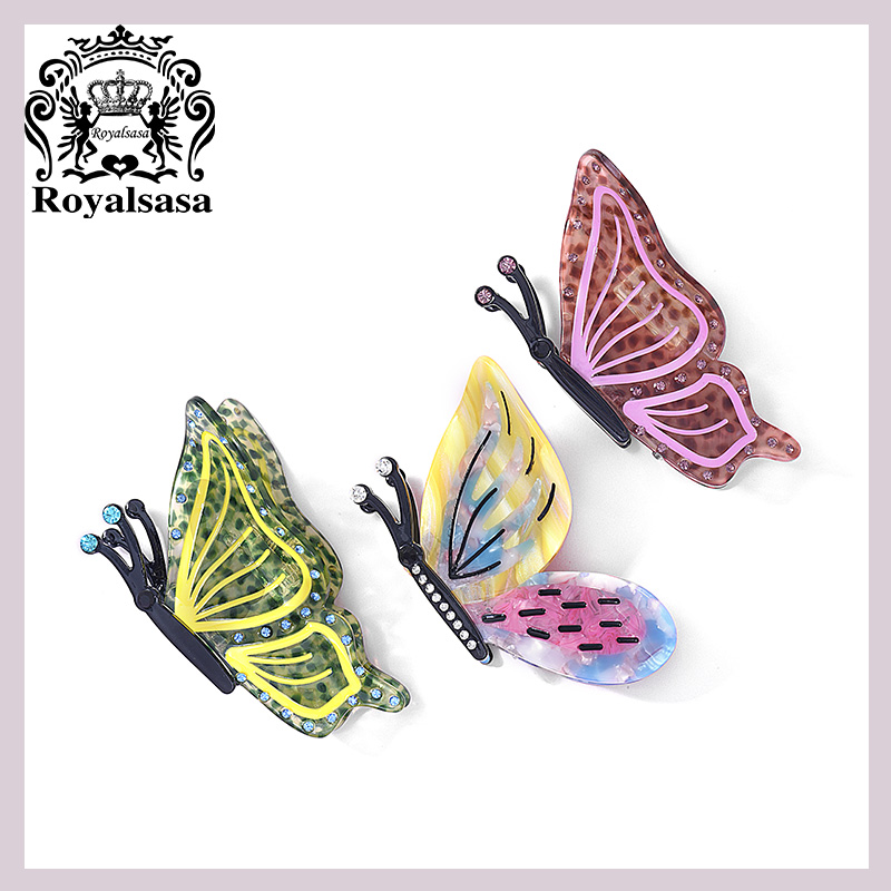 皇家莎莎甜美蝴蝶抓夹彩色多巴胺发抓中号鲨鱼夹盘发抓子发饰头饰