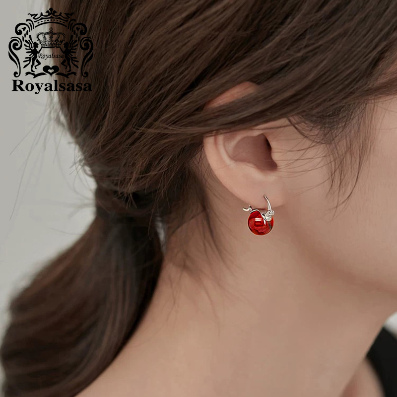 银相思豆耳扣气质高级感红色