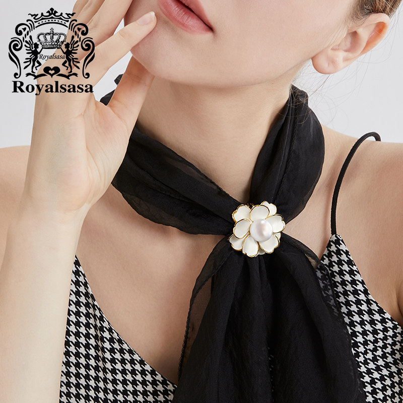 皇家莎莎胸针 三环丝巾扣别针日韩国版山茶花朵胸花首饰傲寒雪梅