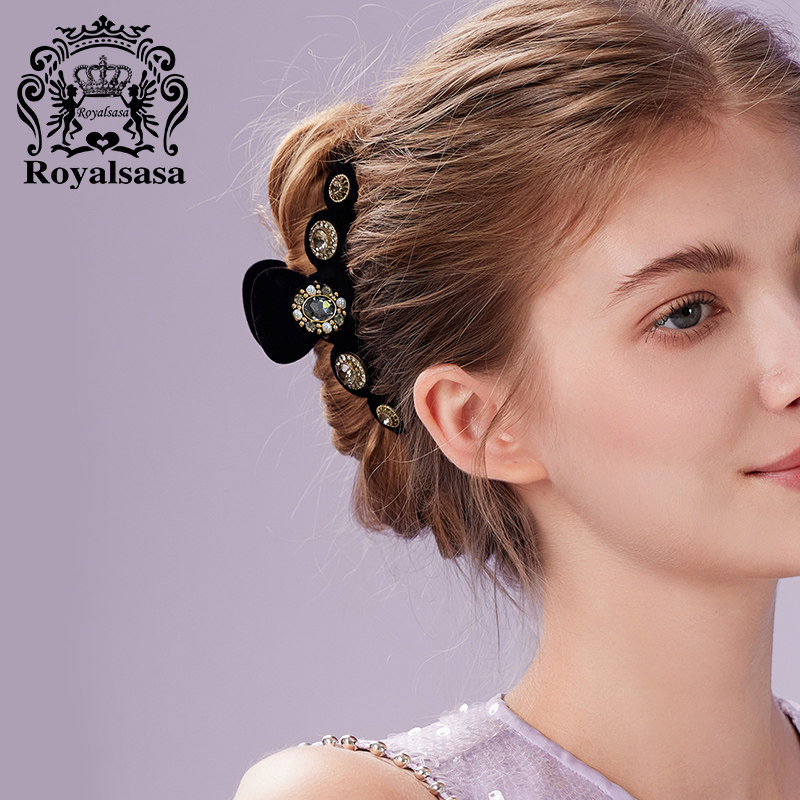 发夹法式复古水钻抓夹