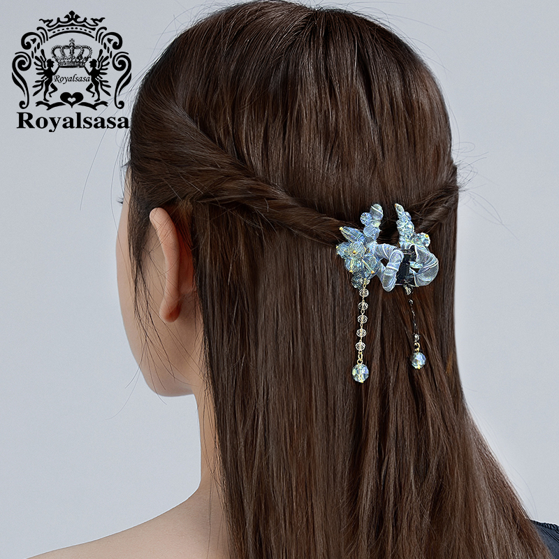 皇家莎莎小号发抓串珠流苏抓夹侧边刘海发夹子半扎发碎发整理抓子