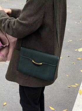 德国伯爵夫人Comtesse绿色马毛编织斜挎包