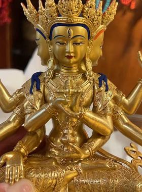 黄铜鎏金工艺尊胜佛母7寸10寸