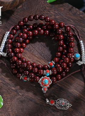 尼泊尔小叶紫檀念珠配饰108颗