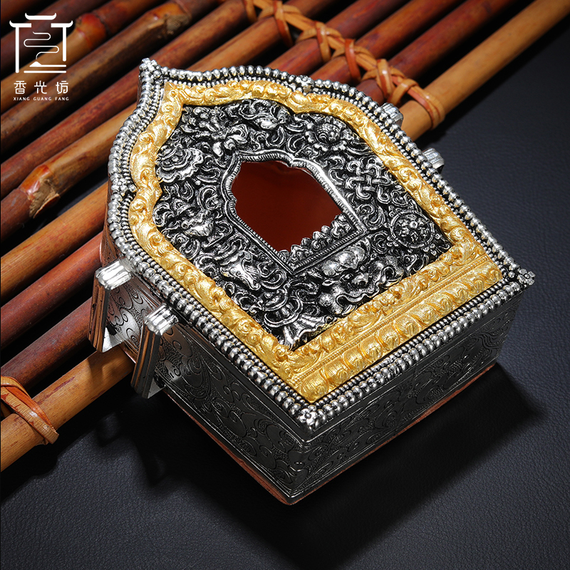 男女S99纯银嘎乌盒密宗吊坠