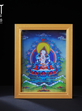 藏式金刚萨埵唐卡摆台音响播放器插电使用桌装饰画相框摆件