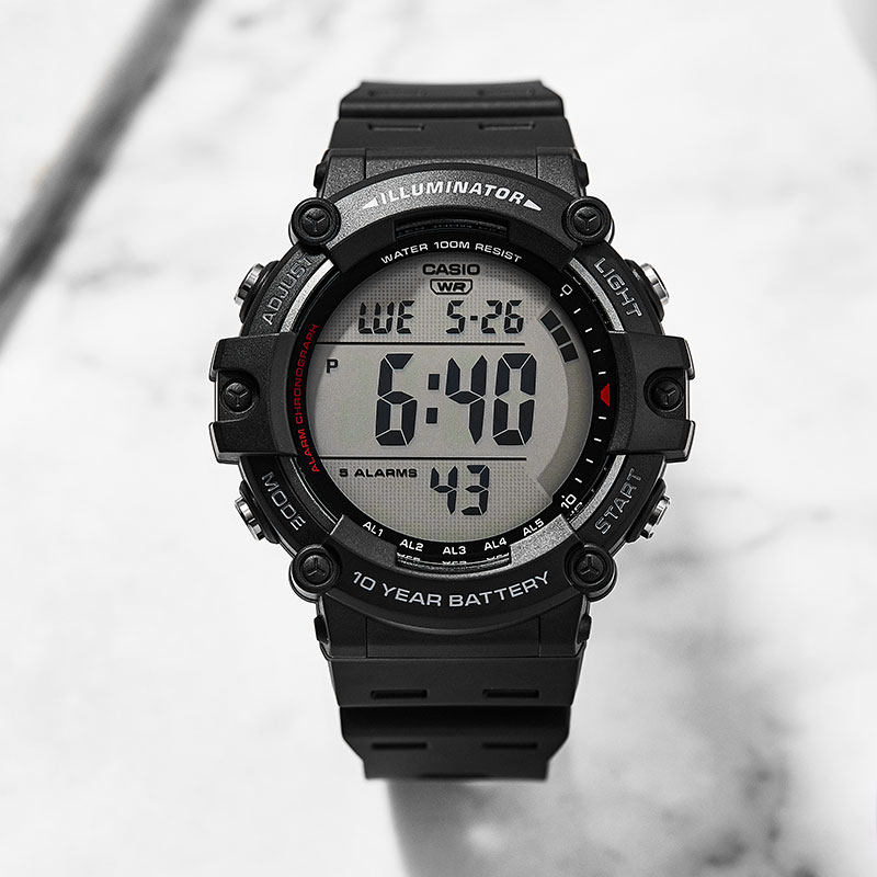 卡西欧手表男双显大屏字运动防水腕表学生电子男表ae-1500wh-1a