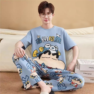 2026新款睡衣男款纯棉短袖长裤卡通男士大码学生青少年家居服套装