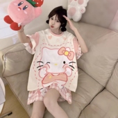 纯棉夏季 青少年学生家居服套装 短袖 加大码 薄款 2026甜美可爱睡衣款