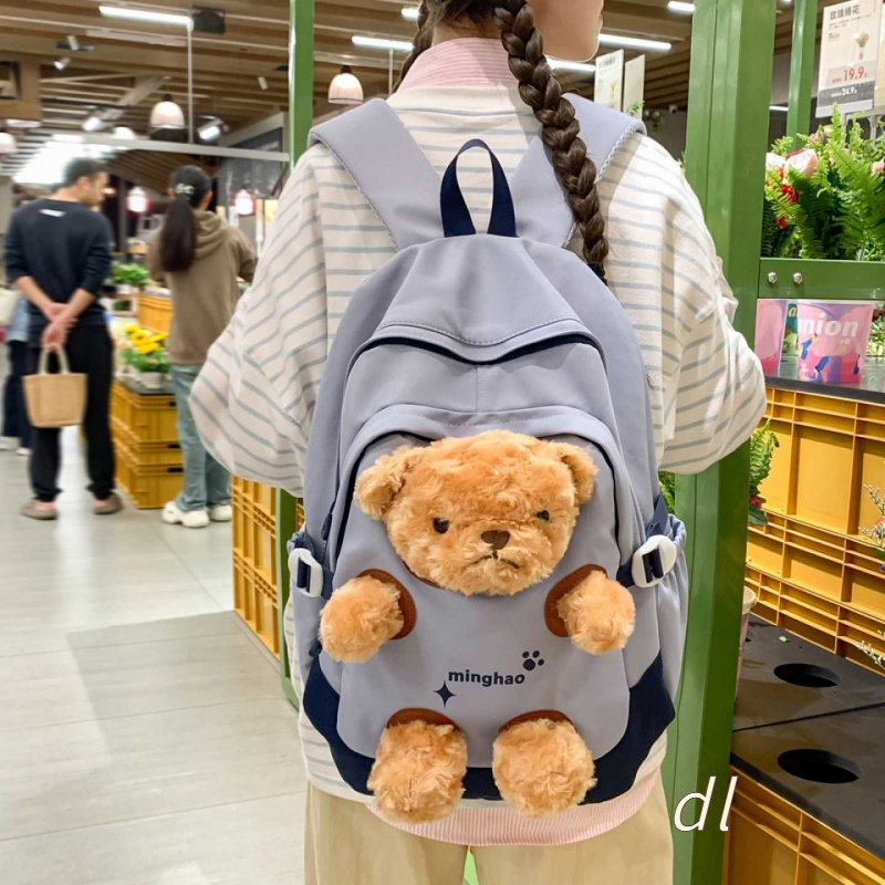 新款小熊书包女可爱印花睿营学生
